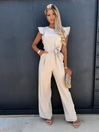 Wide-Leg Jumpsuit Butterfly Sleeves
