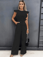 Wide-Leg Jumpsuit Butterfly Sleeves