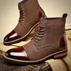 Oxford leather lace-up boots