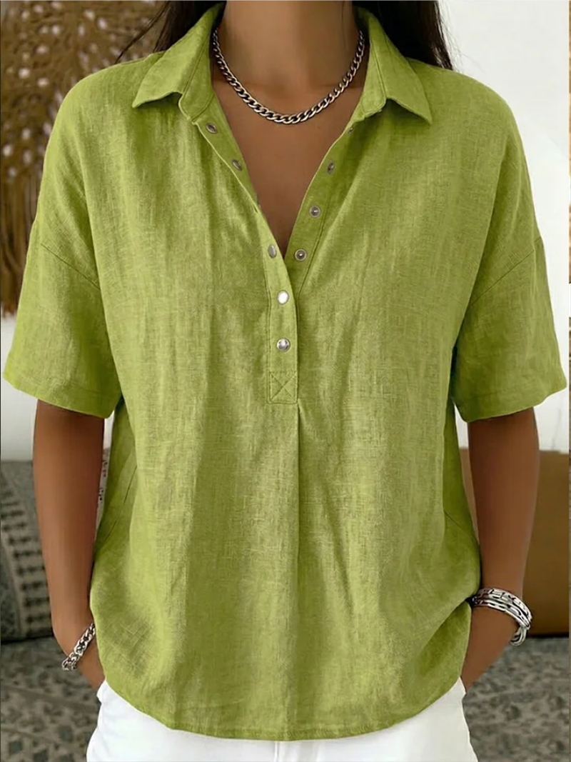 Women's Collared Button-Front Blouse