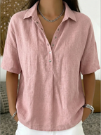 Women's Collared Button-Front Blouse