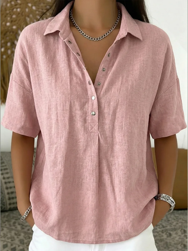 Women's Collared Button-Front Blouse
