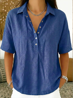 Women's Collared Button-Front Blouse
