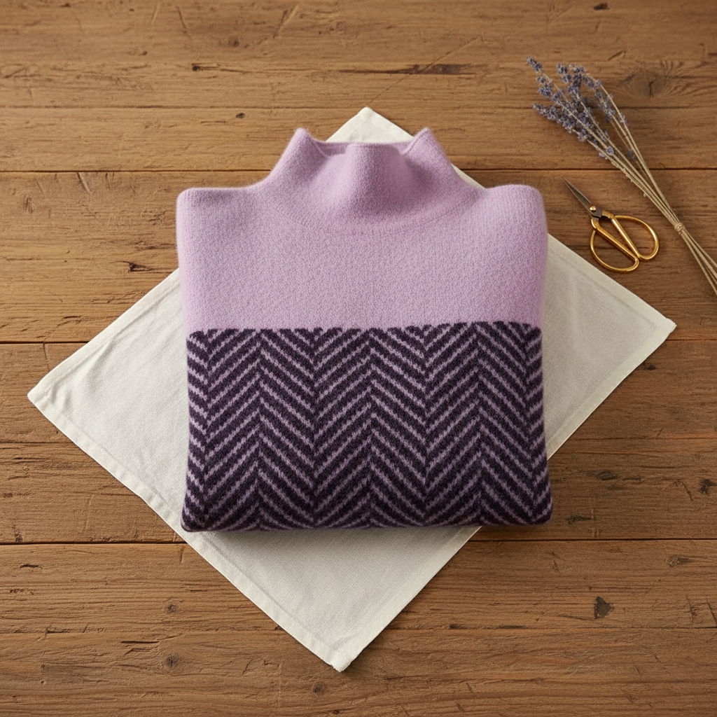 Zigzag pattern knit turtleneck sweater