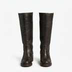 Orthopedic knee high leather boots in dark brown