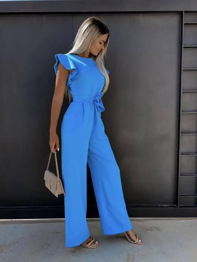 Wide-Leg Jumpsuit Butterfly Sleeves