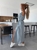 Denim Maxi Dress Sleeveless