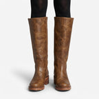 Orthopedic knee high leather boots in brown