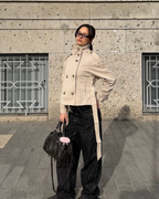 Cropped boxy trench coat