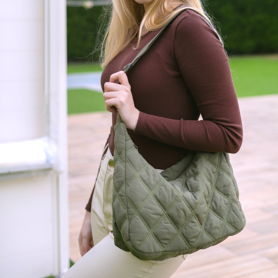 Women's chic quilted puffer shoulder bag
