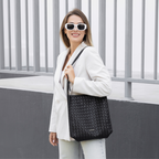 Vegan leather shoulder tote bag