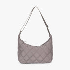Women's chic quilted puffer shoulder bag in grey