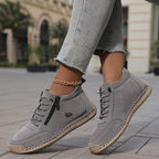 Women's arch support lace up ankle sneakers with wide toe box in grey