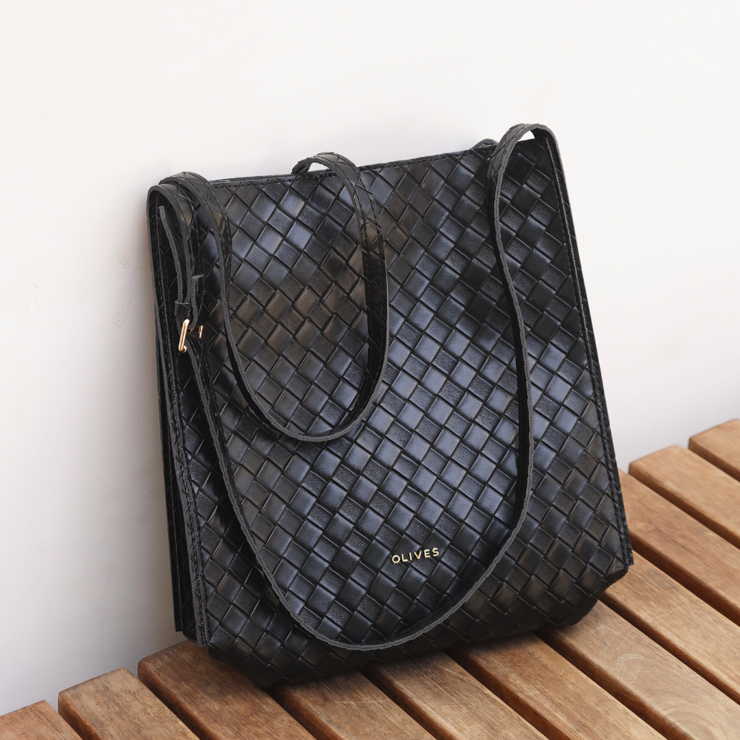 Vegan leather shoulder tote bag