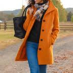 Classic Long Coat with Button Placket