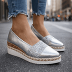 Women's glitter wedge slip on shoes easy on and off