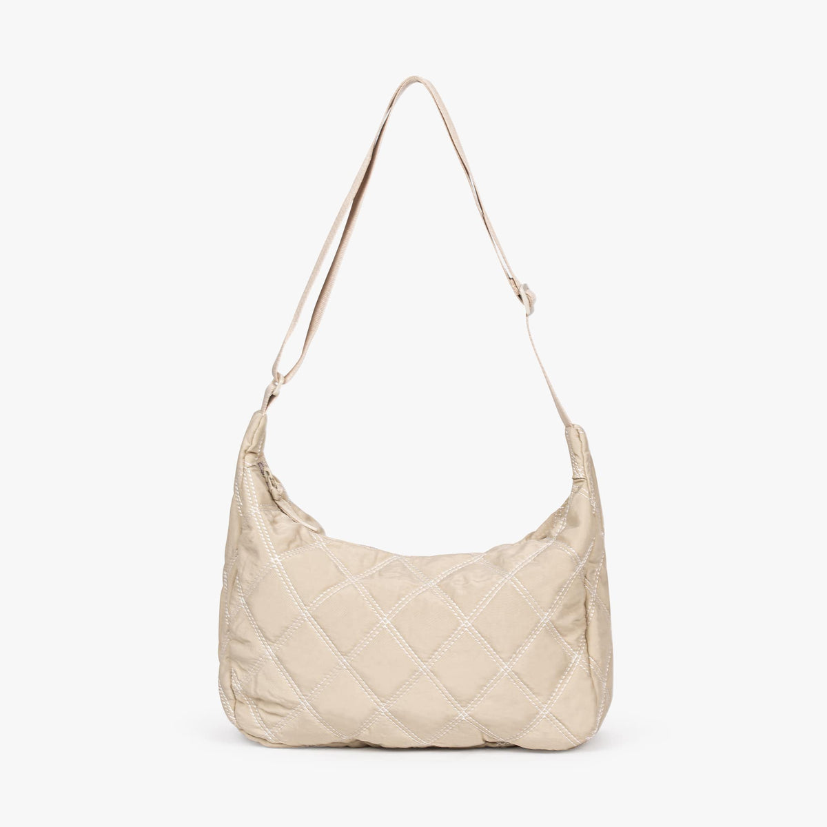 Women's chic quilted puffer shoulder bag in beige