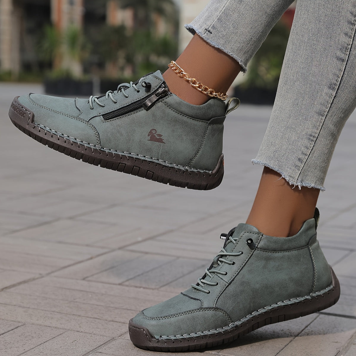 Women's arch support lace up ankle sneakers with wide toe box
