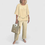 Women's Elegant Two-Piece Set Top and Trousers