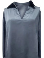 Draped neck long sleeve blouse