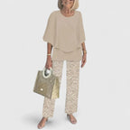 Women's Elegant Two-Piece Set Top and Trousers
