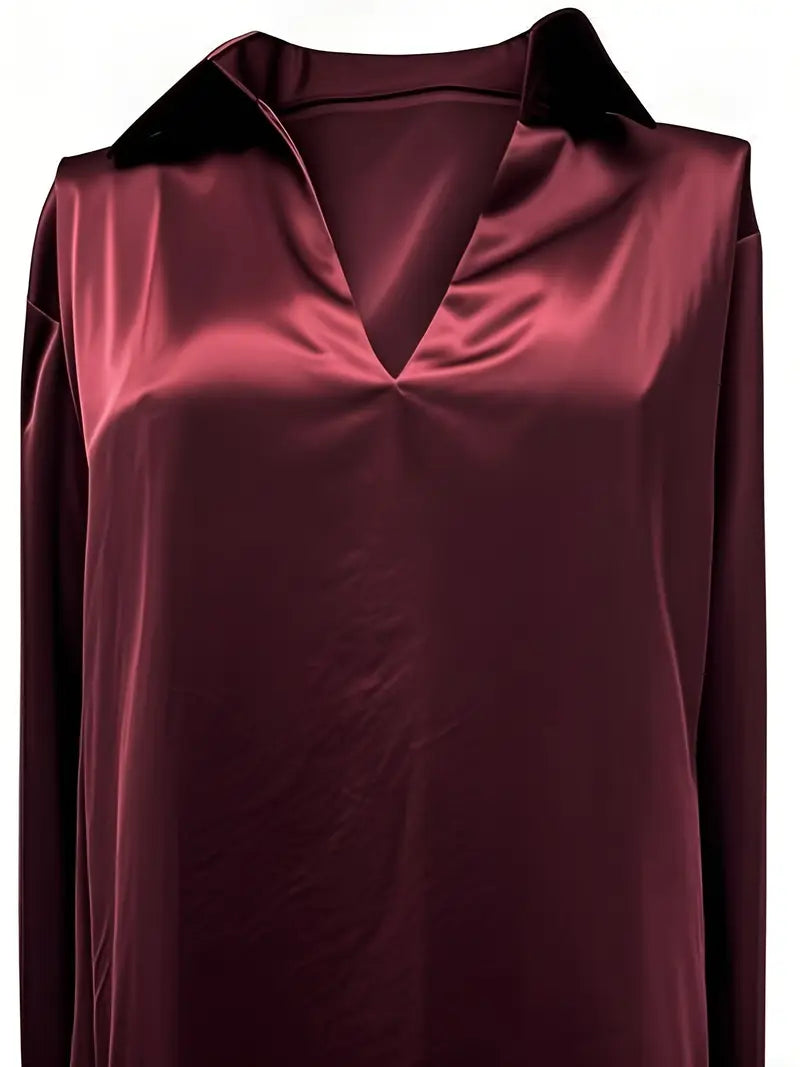 Draped neck long sleeve blouse