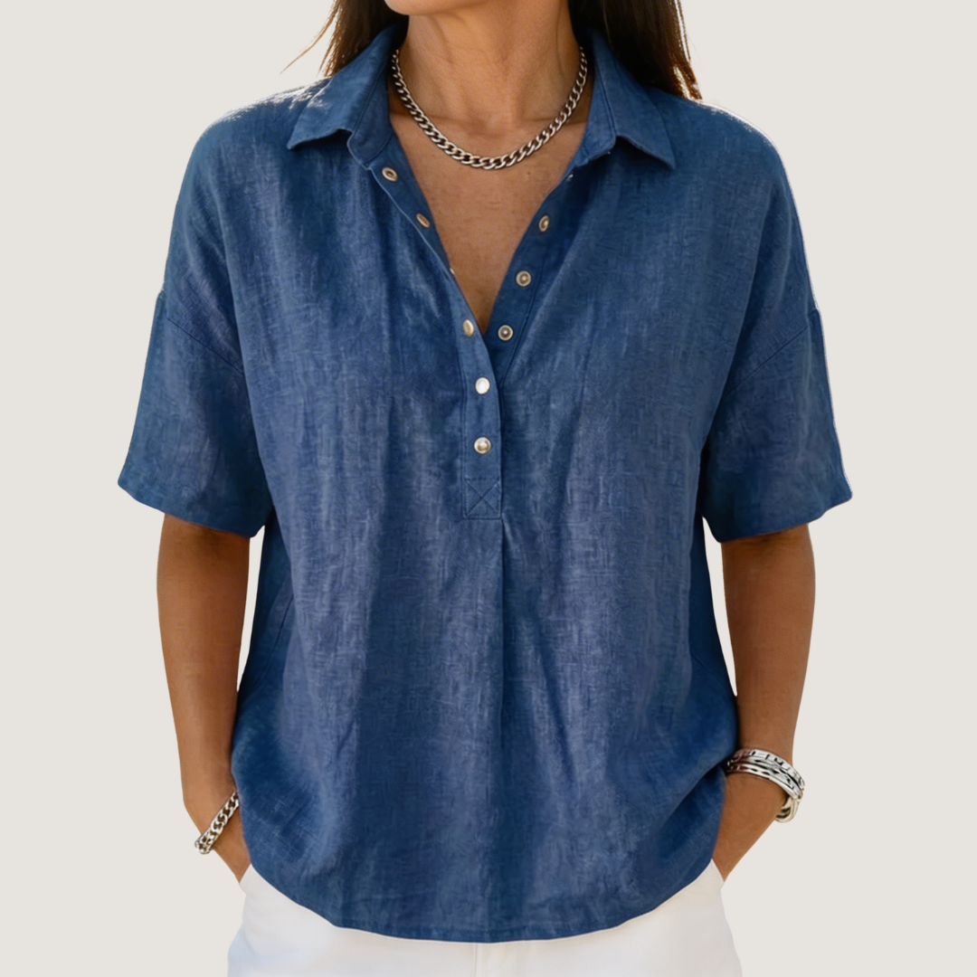 Women's Collared Button-Front Blouse