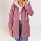 Women's hooded zip up fleece jacket in pink