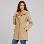 Lightweight hooded cotton blend windbreaker jacket