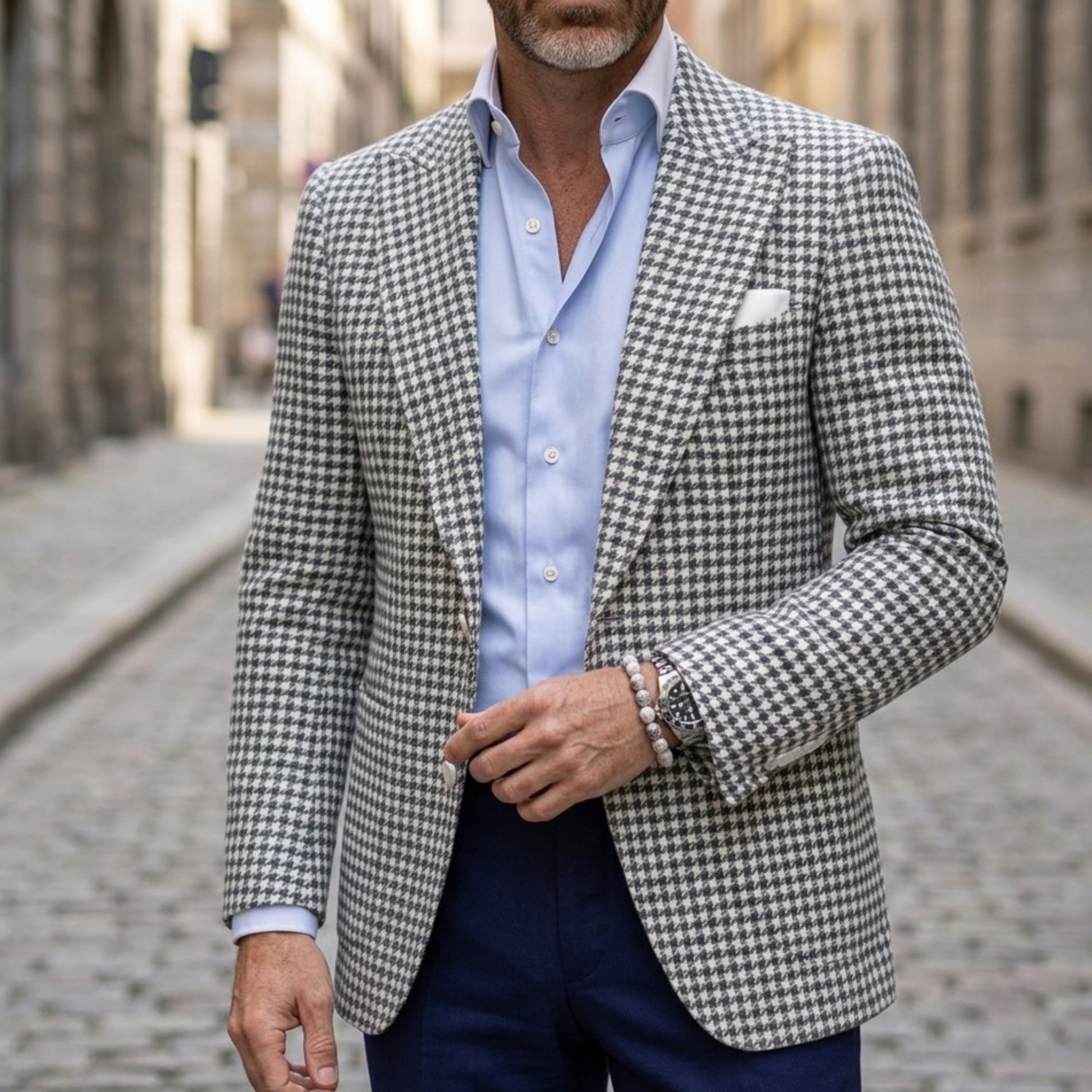 Men's Check Blazer Slim Fit Jacket