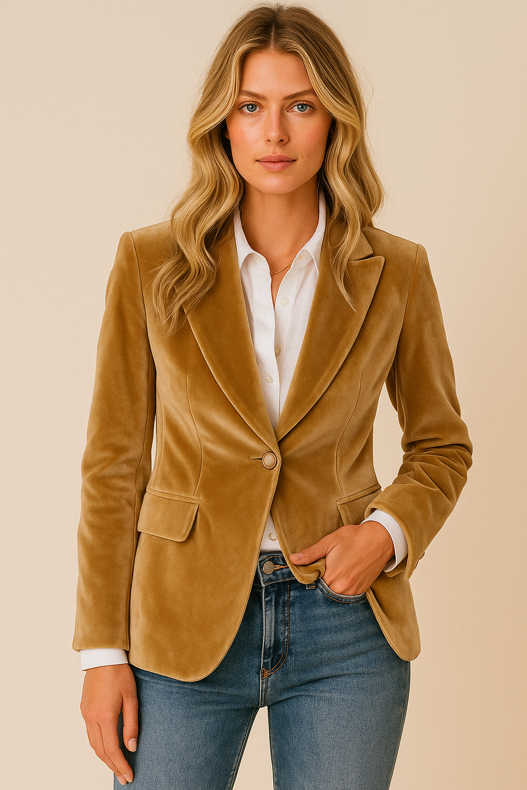 Women's Fitted Velvet Blazer
