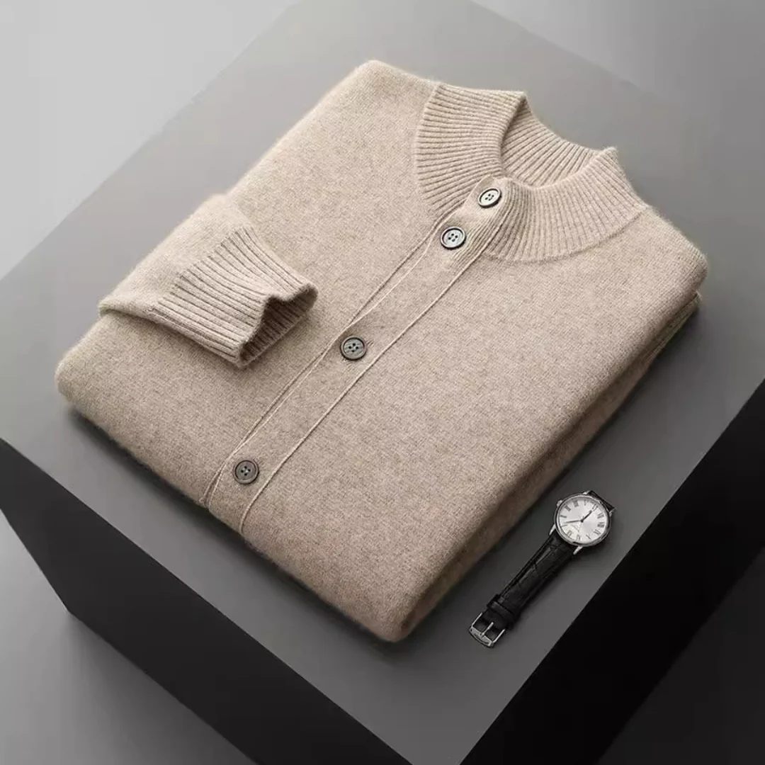 Cashmere cardigan sweater with ribbed cuffs