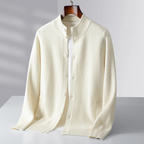 Cashmere cardigan sweater with ribbed cuffs