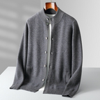 Cashmere cardigan sweater with ribbed cuffs