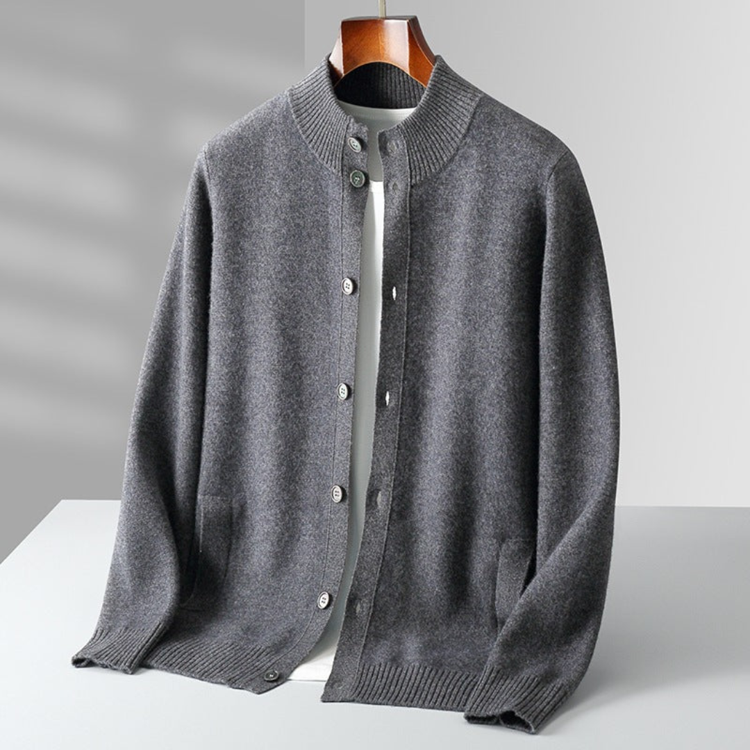 Cashmere cardigan sweater with ribbed cuffs