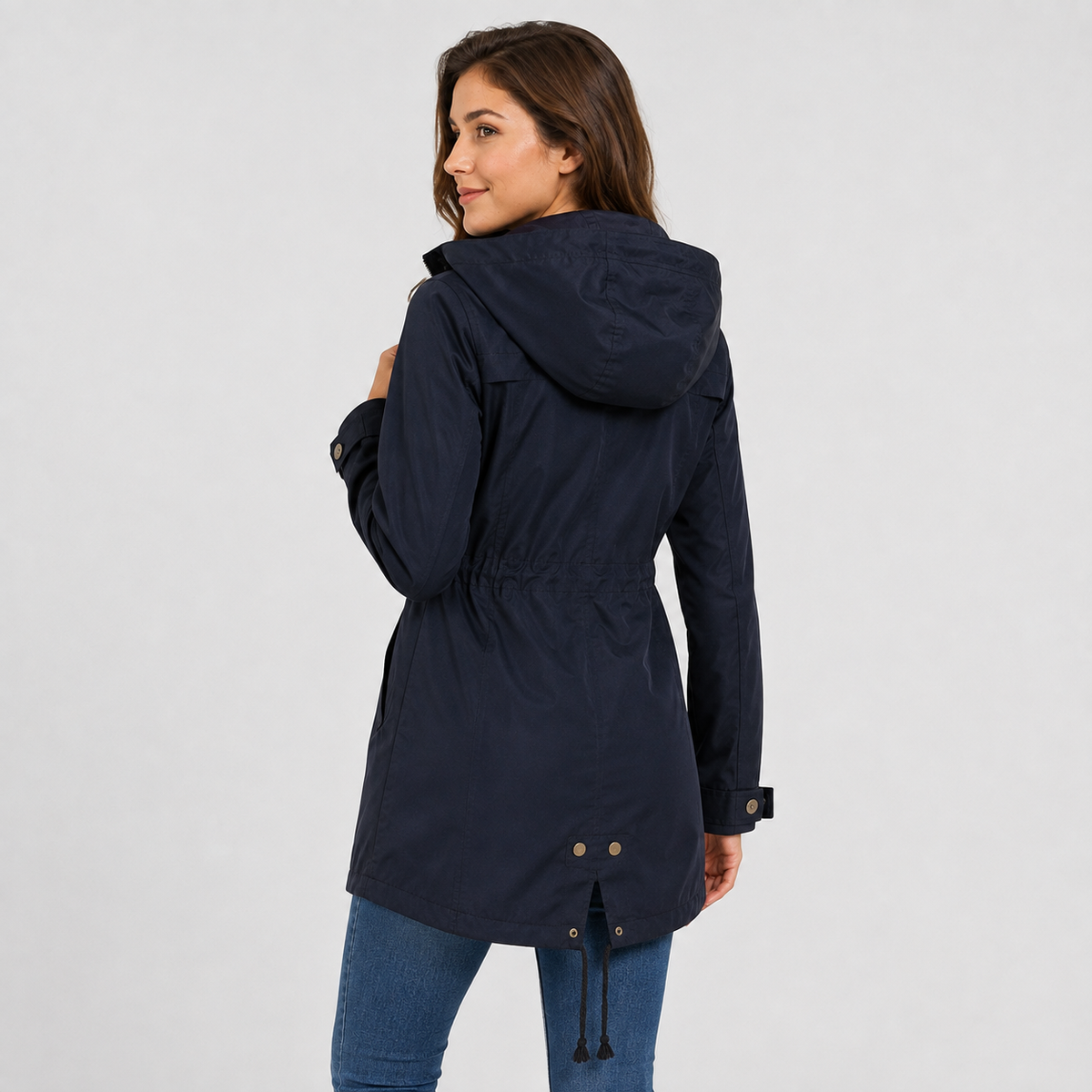 Lightweight hooded cotton blend windbreaker jacket