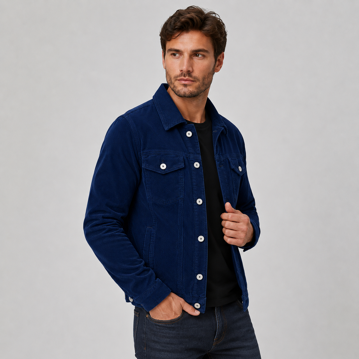 Corduroy button-up shirt jacket