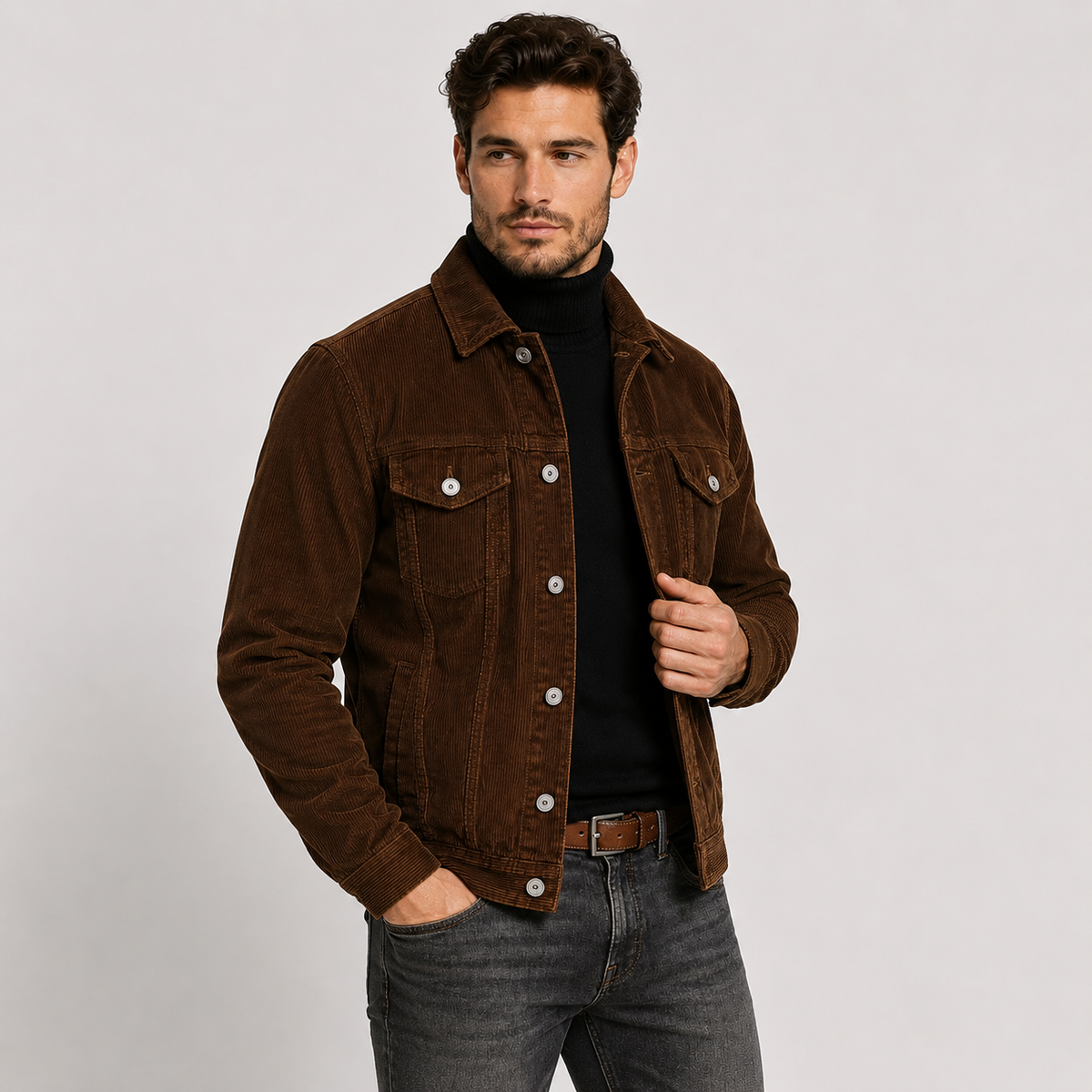 Corduroy button-up shirt jacket