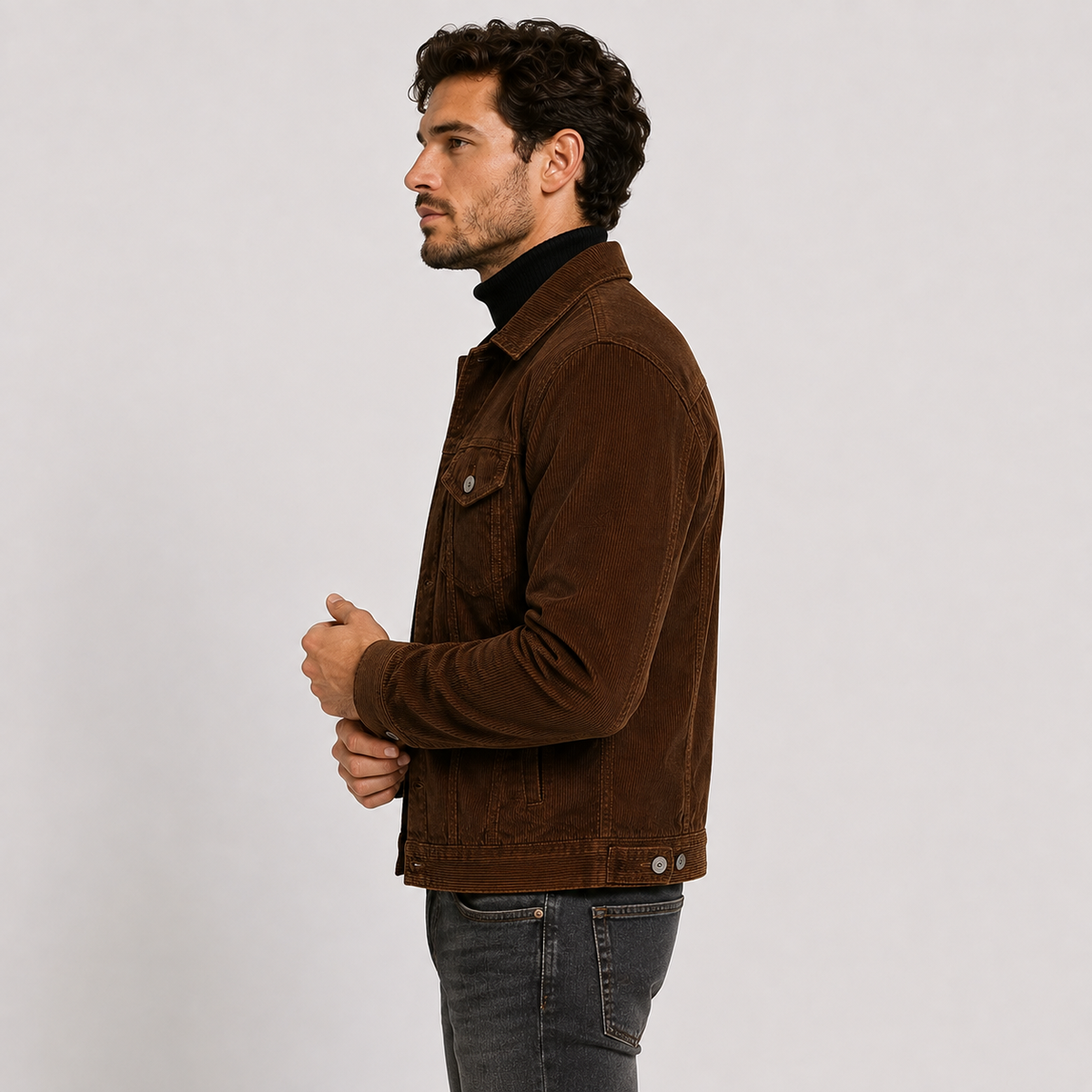 Corduroy button-up shirt jacket