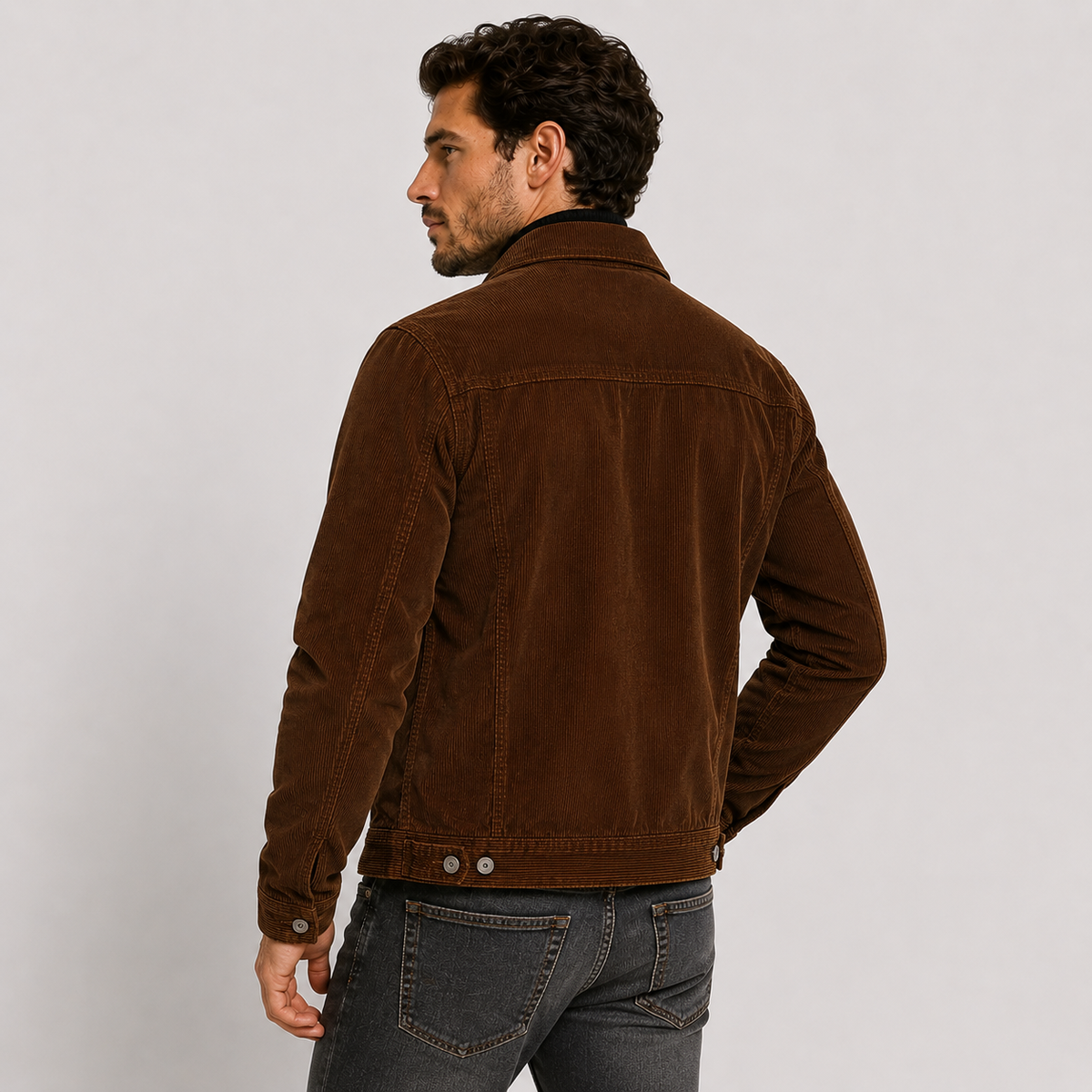 Corduroy button-up shirt jacket