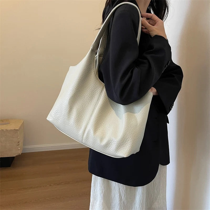 Women's chic vegan leather hobo tote bag