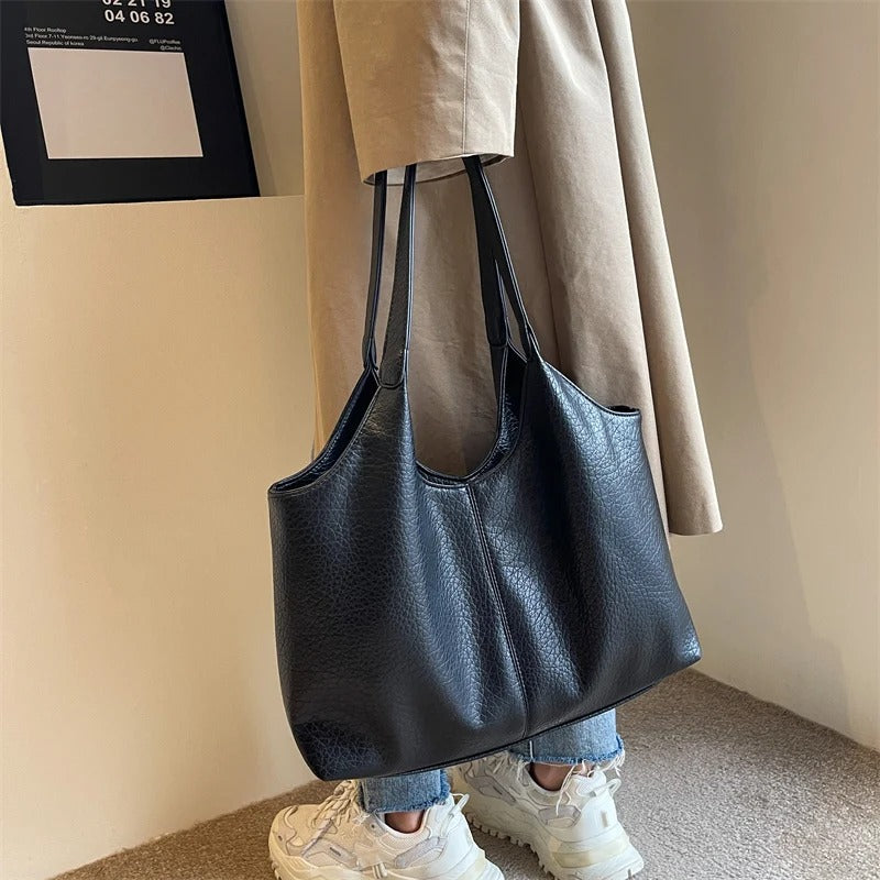 Women's chic vegan leather hobo tote bag