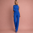 Women's Sleeveless Wide-Leg Jumpsuit Mock Neck