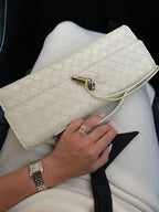 Woven Vegan Leather Bag with Knot Clasp