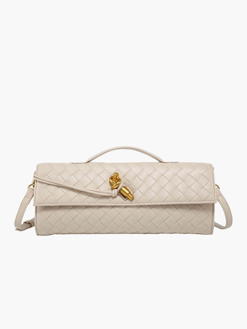 Woven Vegan Leather Bag with Knot Clasp