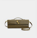 Woven Leather Crossbody Bag with Top Handle