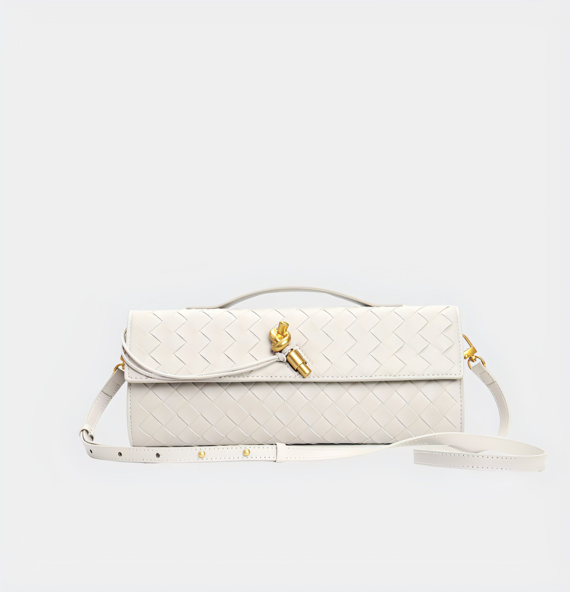 Woven Leather Crossbody Bag with Top Handle