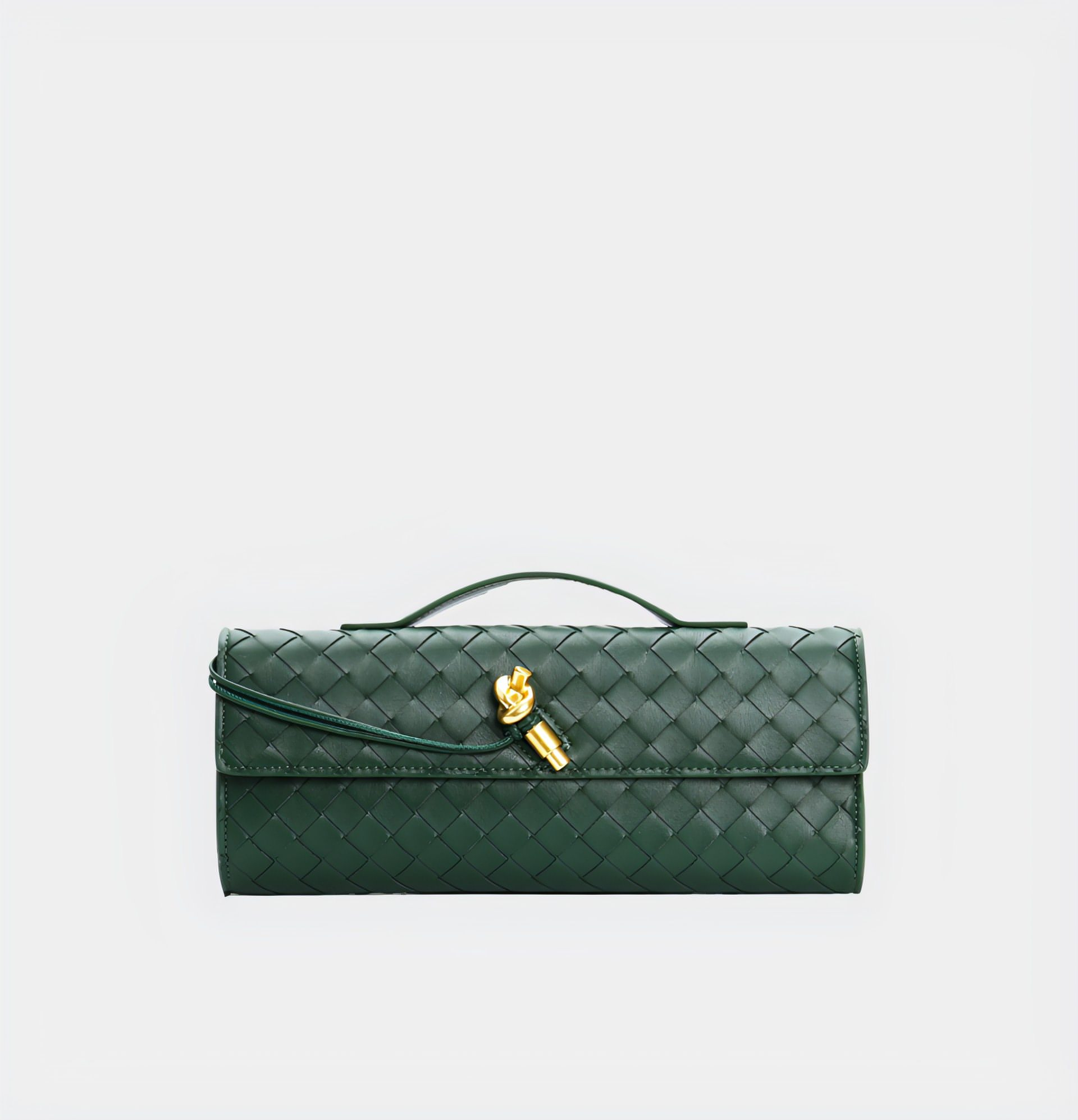 Woven Leather Crossbody Bag with Top Handle