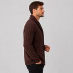 Cable knit button front cardigan sweater