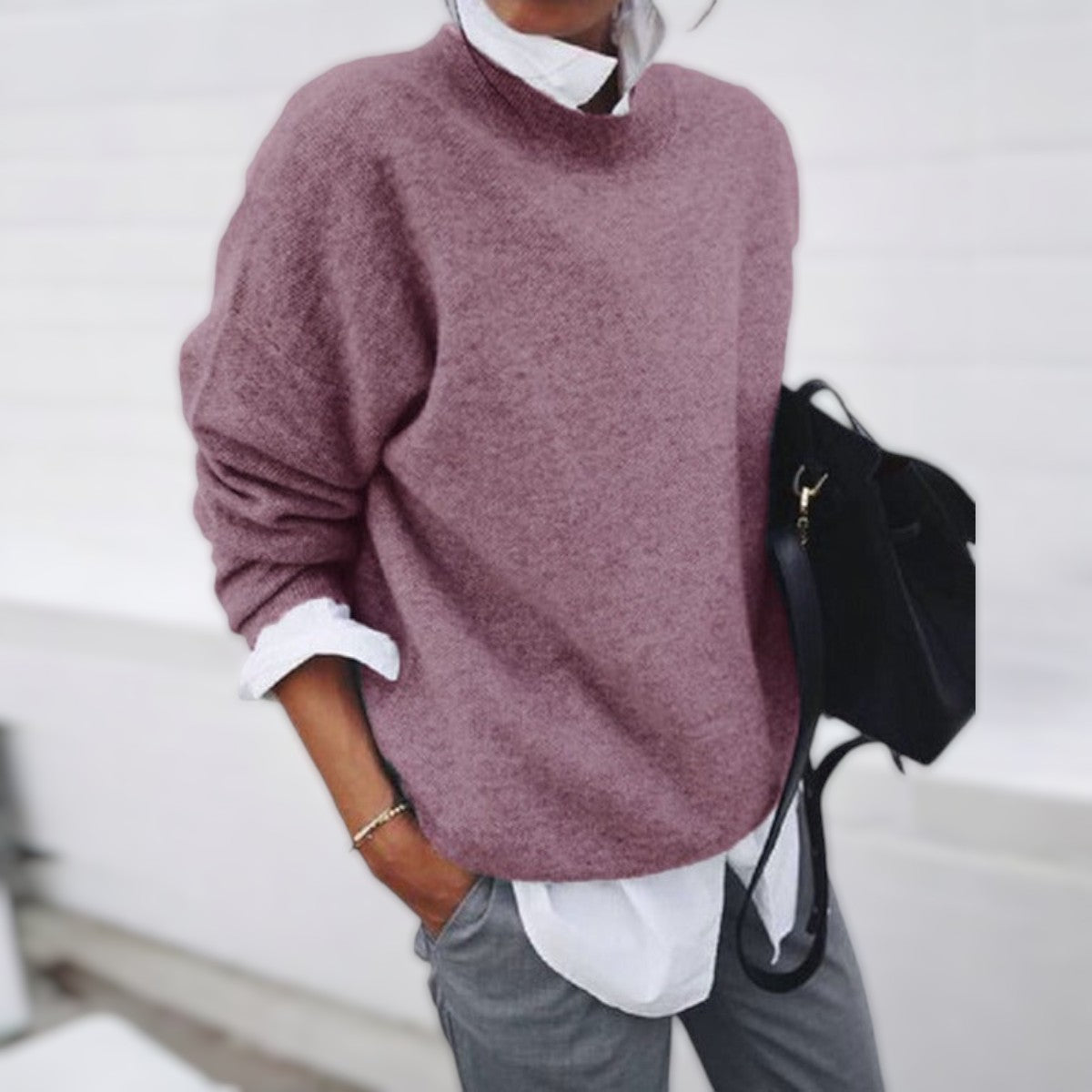 Women's loose fit cashmere knit sweater